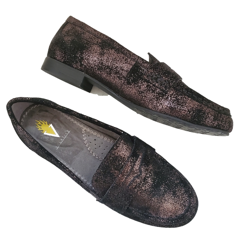 Volatile Lucienne Loafer Black Brown Shimmer 8